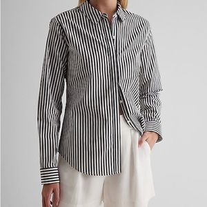 Black and White Slim Stripe Portofino Shirt Express